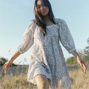 Rails Pippa Watercolor Buds Puff Sleeve Mini Dress Medium